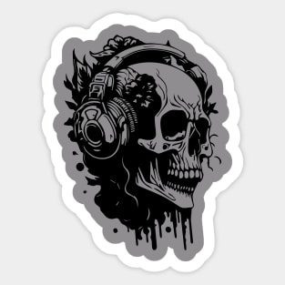 skull listening to music Sticker